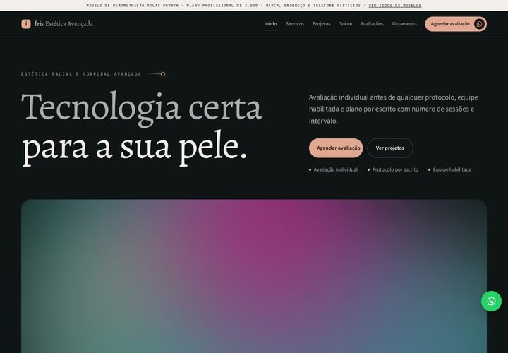Prévia do modelo clínica de estética avançada